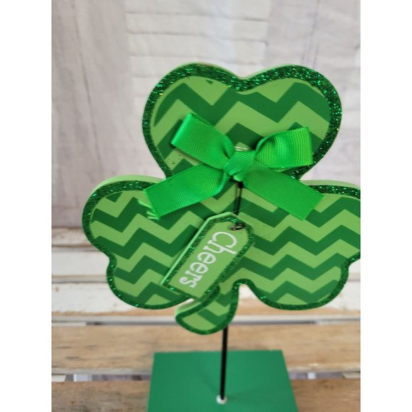 St Patrick's Day cheers three leaf clover home decor shabby chic sparkle unique - Picture 2 of 6